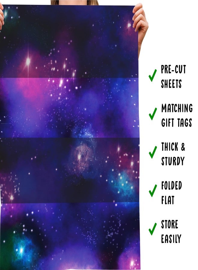 CENTRAL 23 Space Wrapping Paper - 6 Sheets of Gift Wrap and Tags - Blue Purple Galaxy - Dreamy - Fun Birthday Wrapping Paper for Men Women Adult Kids Boys Girls - Recyclable - Image 5